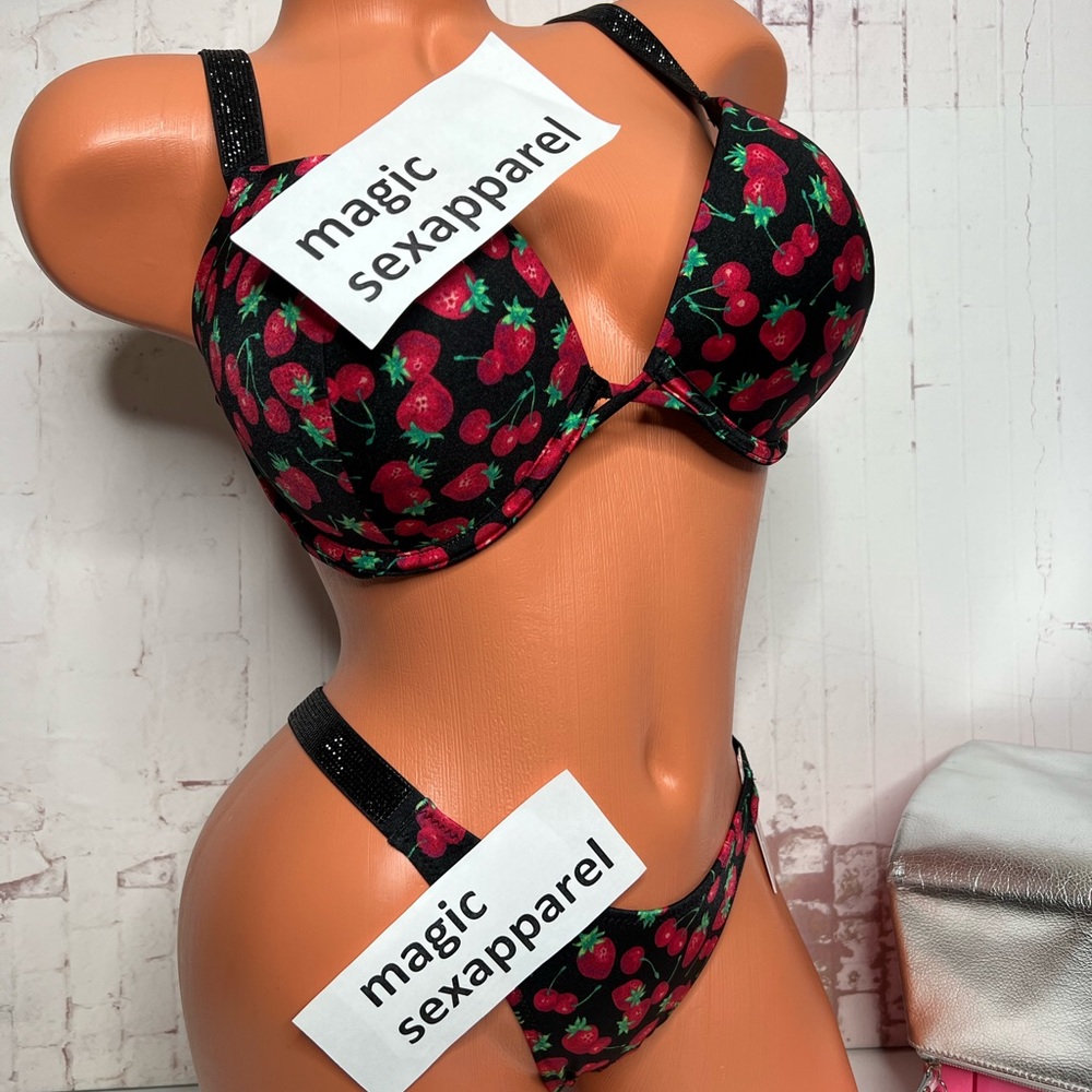 VS SWIM 2 PC 36D SHINE STRAP BOMBSHELL ADD 2 CUPS BIKINI TOP S BOTTOMS SET SHINE